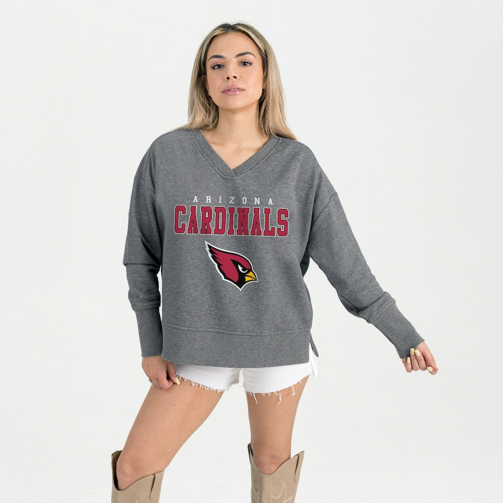 Arizona Cardinals Gameday Couture Women's French Terry V-Neck Pullover Sweatshirt - Gray - NFL