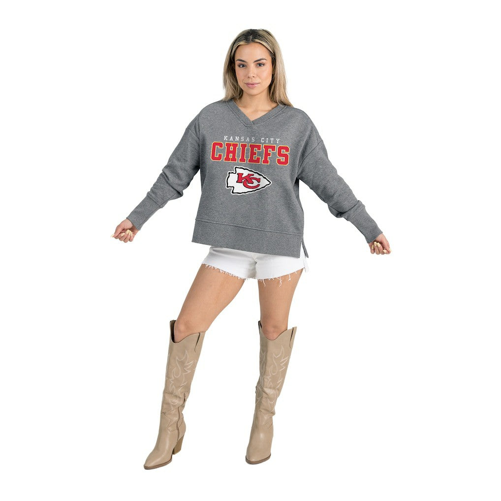 Kansas City Chiefs Gameday Couture Women's French Terry V-Neck Pullover Sweatshirt - Gray - NFL