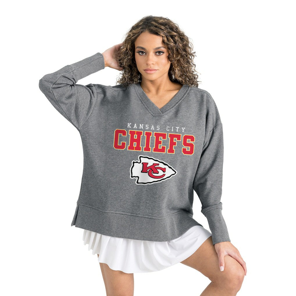 Kansas City Chiefs Gameday Couture Women's French Terry V-Neck Pullover Sweatshirt - Gray - NFL