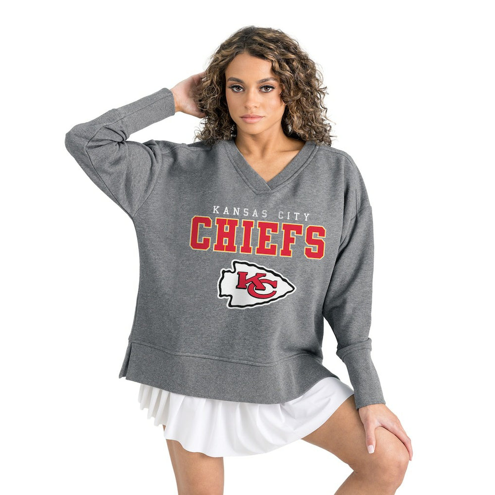 Kansas City Chiefs Gameday Couture Women's French Terry V-Neck Pullover Sweatshirt - Gray - NFL