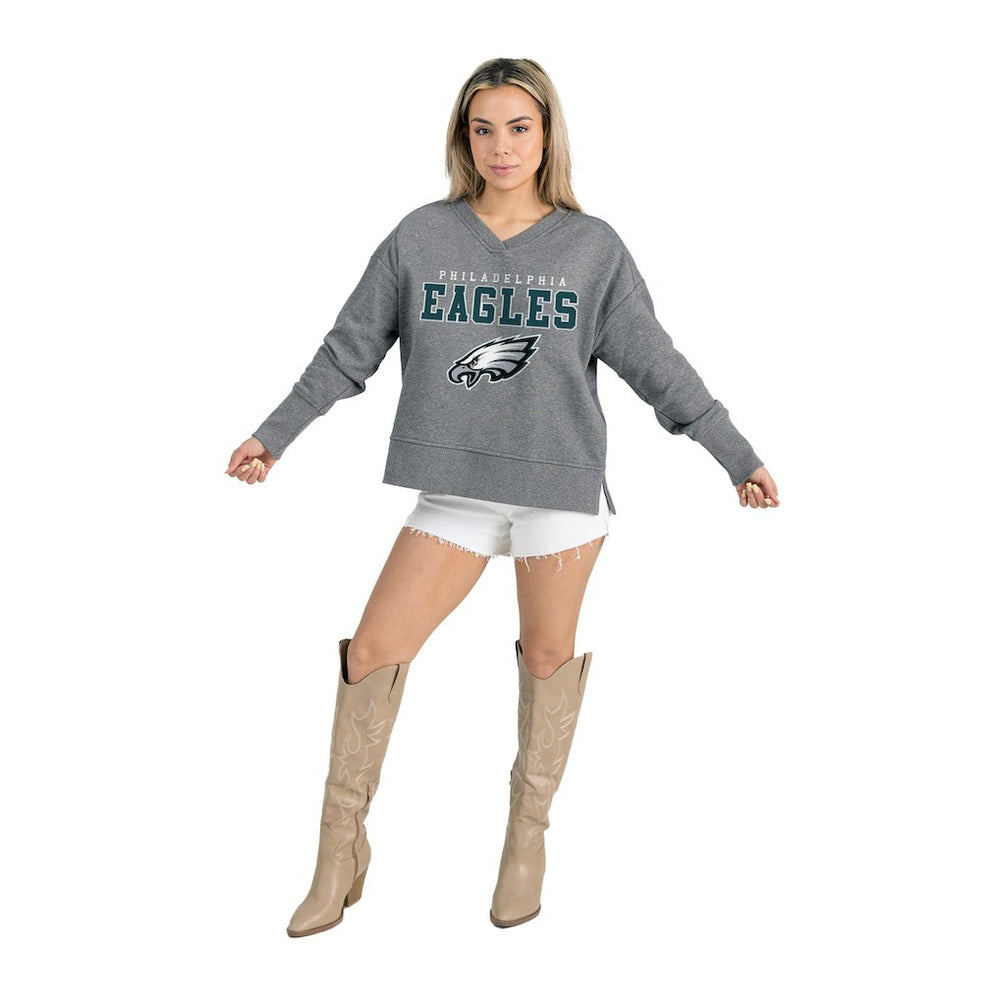 Philadelphia Eagles Gameday Couture Women's French Terry V-Neck Pullover Sweatshirt - Gray - NFL
