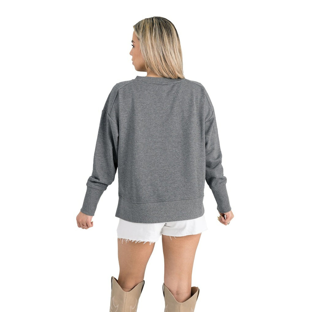 New York Giants Gameday Couture Women's French Terry V-Neck Pullover Sweatshirt - Gray - NFL