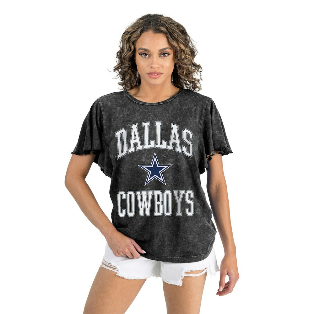 Dallas Cowboys Gameday Couture Women's Relaxed Flutter Sleeve T-Shirt - Black - NFL