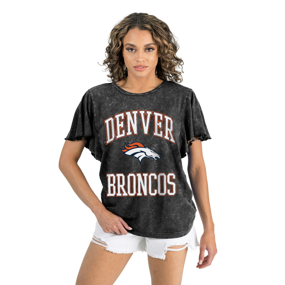 Denver Broncos Gameday Couture Women's Relaxed Flutter Sleeve T-Shirt - Black - NFL