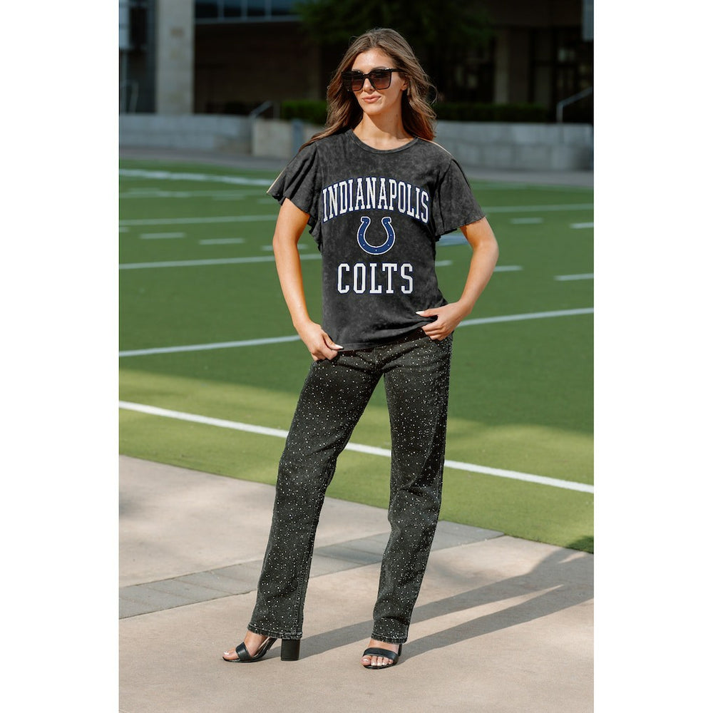 Indianapolis Colts Gameday Couture Women's Relaxed Flutter Sleeve T-Shirt - Black - NFL