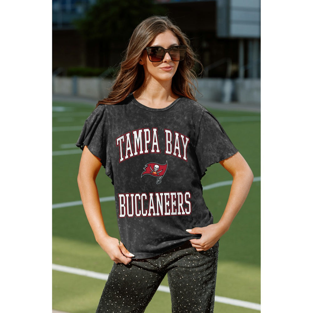 Tampa Bay Buccaneers Gameday Couture Women's Relaxed Flutter Sleeve T-Shirt - Black - NFL