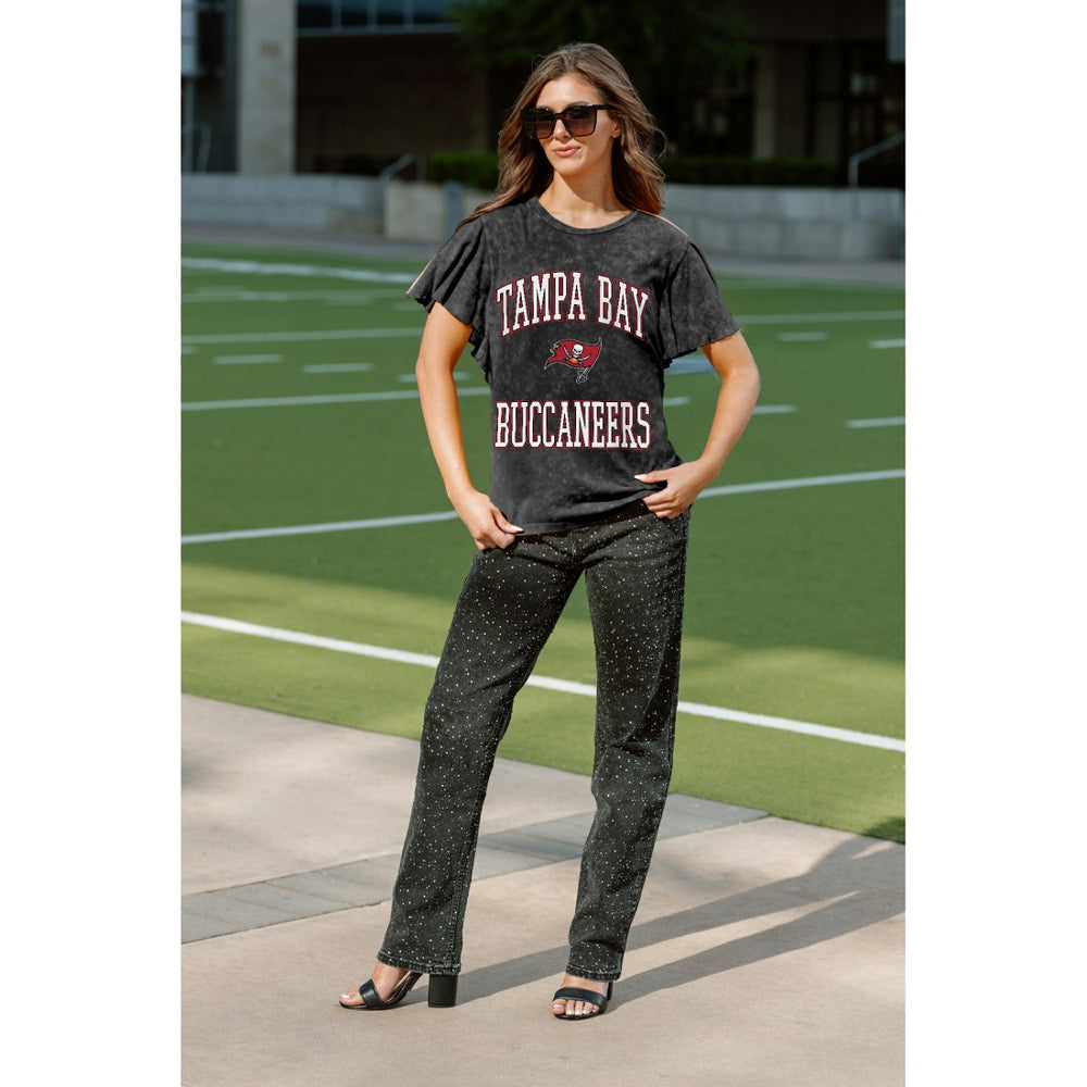 Tampa Bay Buccaneers Gameday Couture Women's Relaxed Flutter Sleeve T-Shirt - Black - NFL