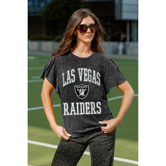 Las Vegas Raiders Gameday Couture Women's Relaxed Flutter Sleeve T-Shirt - Black - NFL