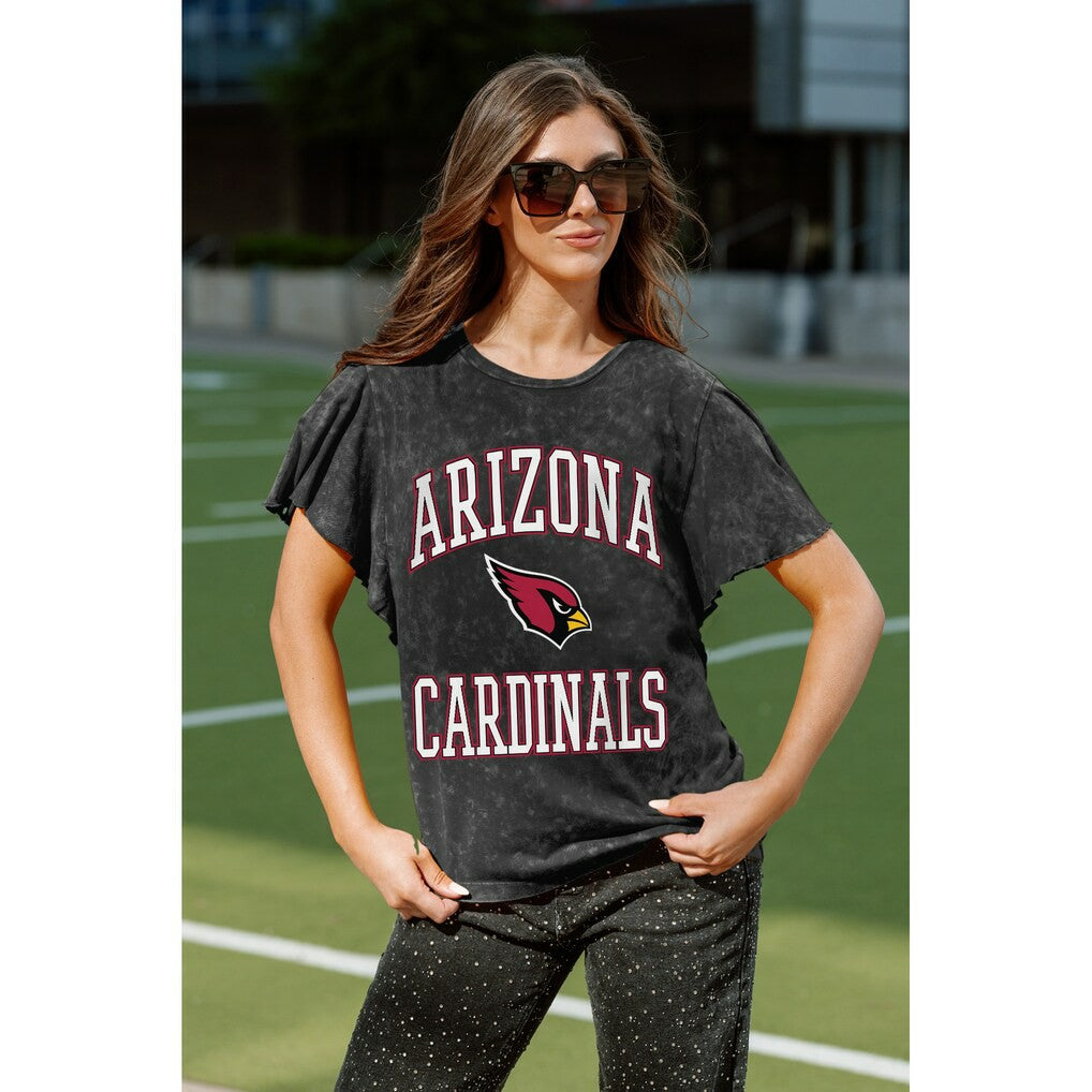 Arizona Cardinals Gameday Couture Women's Relaxed Flutter Sleeve T-Shirt - Black - NFL