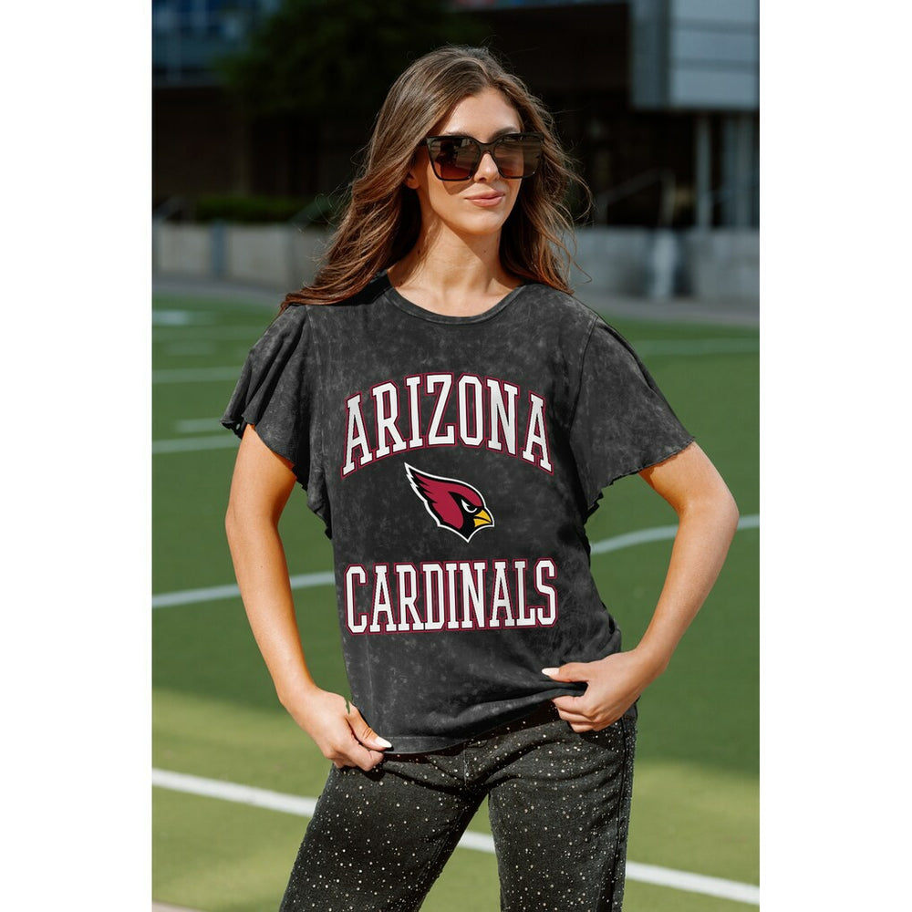 Arizona Cardinals Gameday Couture Women's Relaxed Flutter Sleeve T-Shirt - Black - NFL
