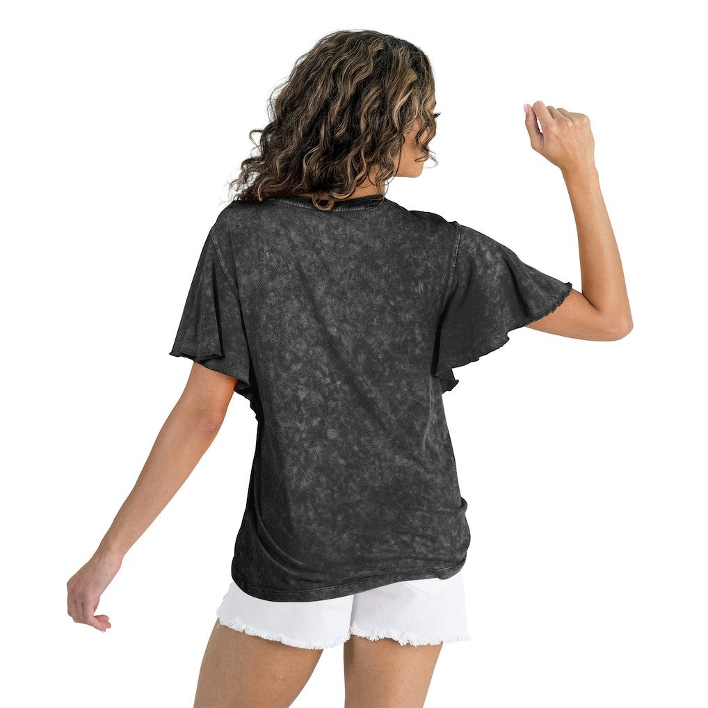 Chicago Bears Gameday Couture Women's Relaxed Flutter Sleeve T-Shirt - Black - NFL