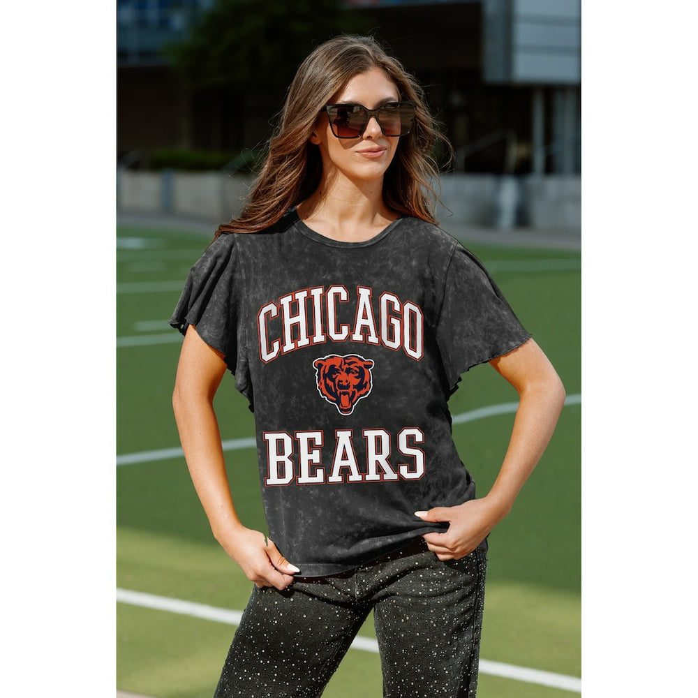 Chicago Bears Gameday Couture Women's Relaxed Flutter Sleeve T-Shirt - Black - NFL