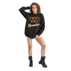 Washington Commanders Gameday Couture Women's Oversized Long Sleeve T-Shirt - Black - NFL