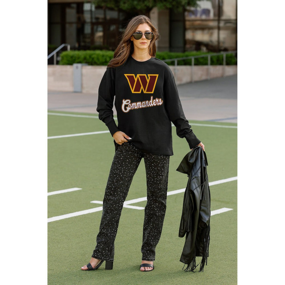 Washington Commanders Gameday Couture Women's Oversized Long Sleeve T-Shirt - Black - NFL