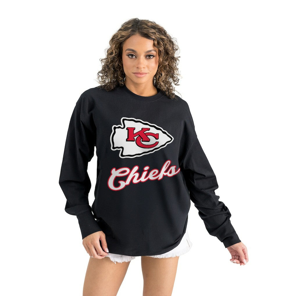 Kansas City Chiefs Gameday Couture Women's Oversized Long Sleeve T-Shirt - Black - NFL