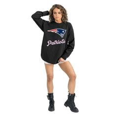 New England Patriots Gameday Couture Women's Oversized Long Sleeve T-Shirt - Black - NFL