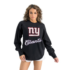 New York Giants Gameday Couture Women's Oversized Long Sleeve T-Shirt - Black - NFL