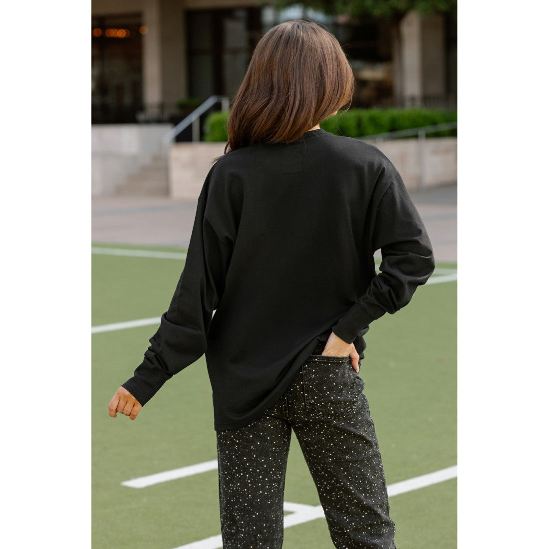 New York Giants Gameday Couture Women's Oversized Long Sleeve T-Shirt - Black - NFL