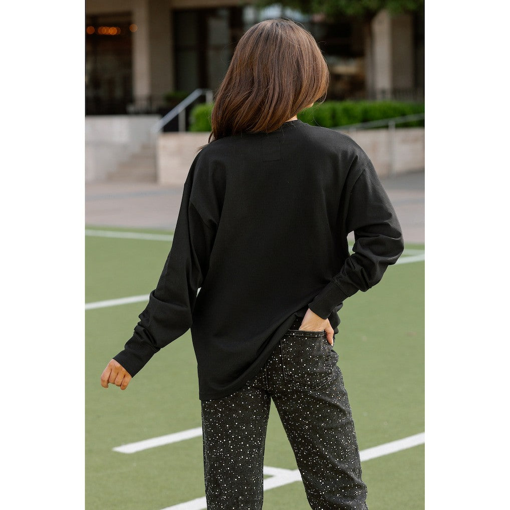 San Francisco 49ers Gameday Couture Women's Oversized Long Sleeve T-Shirt - Black - NFL