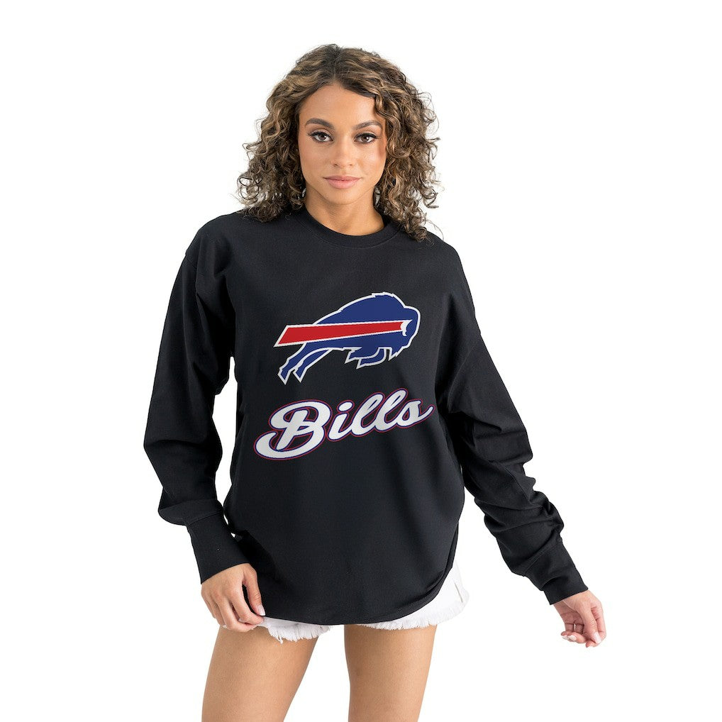 Buffalo Bills Gameday Couture Women's Oversized Long Sleeve T-Shirt - Black - NFL