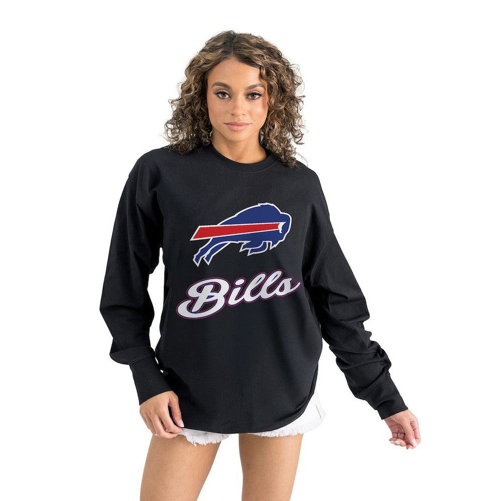 Buffalo Bills Gameday Couture Women's Oversized Long Sleeve T-Shirt - Black - NFL