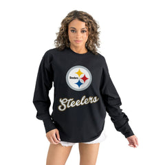 Pittsburgh Steelers Gameday Couture Women's Oversized Long Sleeve T-Shirt - Black - NFL