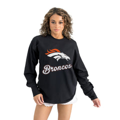 Denver Broncos Gameday Couture Women's Oversized Long Sleeve T-Shirt - Black - NFL