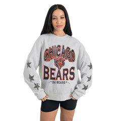 Chicago Bears Gameday Couture Women's Resilience Relaxed Rhinestone Pullover Sweatshirt - Ash - NFL