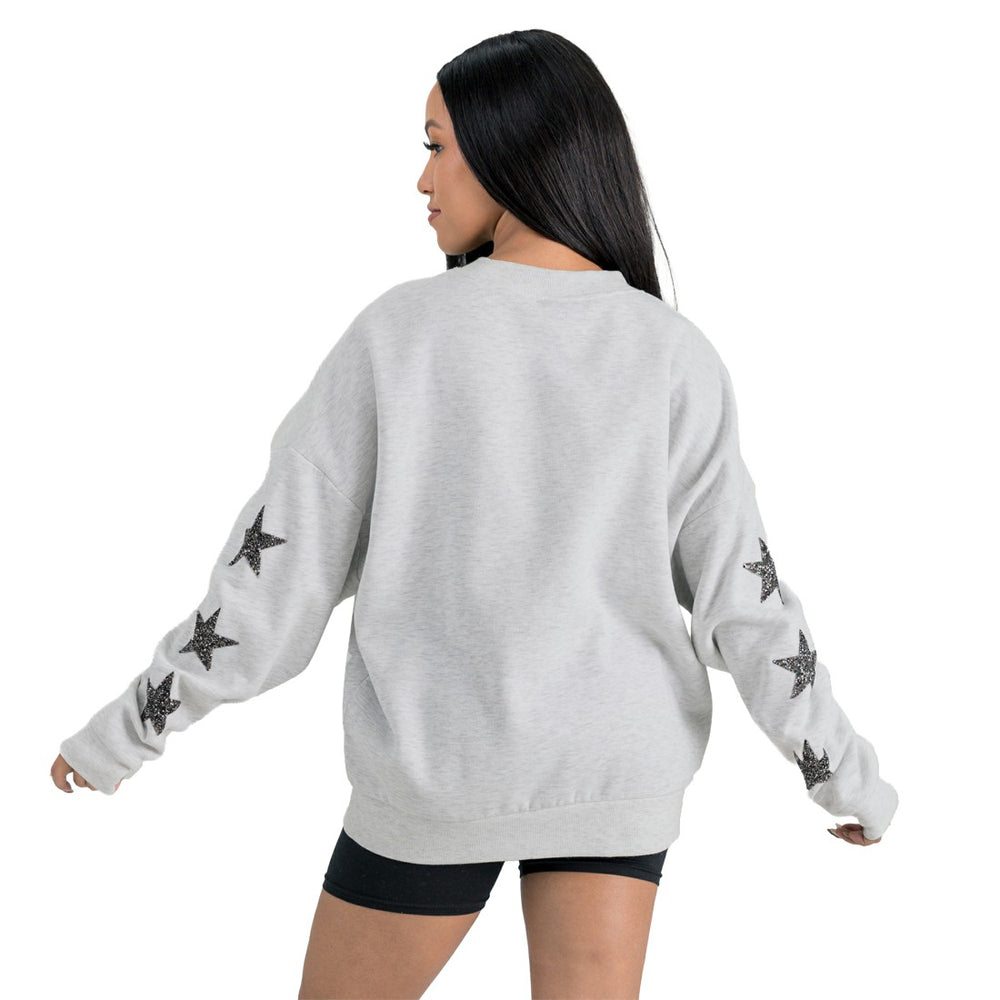 Denver Broncos Gameday Couture Women's Resilience Relaxed Rhinestone Pullover Sweatshirt - Ash - NFL