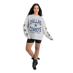 Dallas Cowboys Gameday Couture Women's Resilience Relaxed Rhinestone Pullover Sweatshirt - Ash - NFL