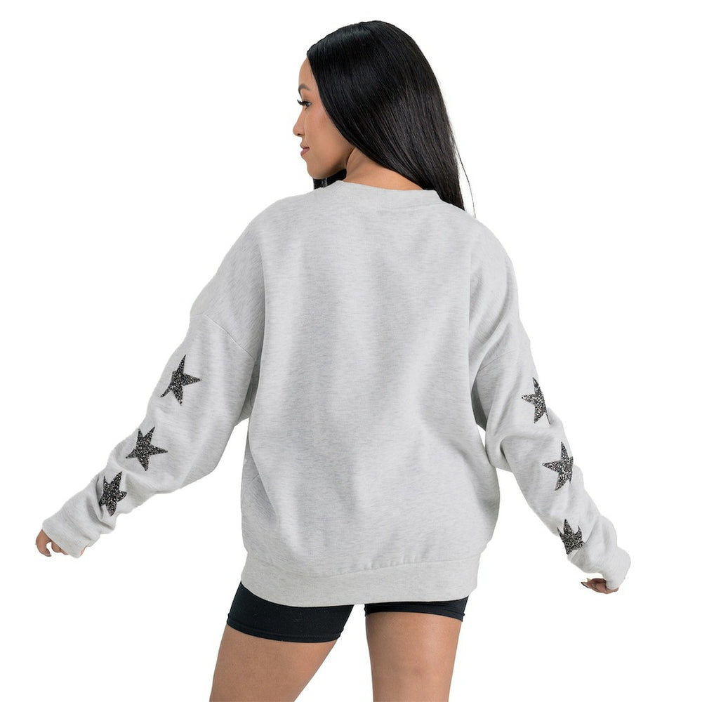 Buffalo Bills Gameday Couture Women's Resilience Relaxed Rhinestone Pullover Sweatshirt - Ash - NFL