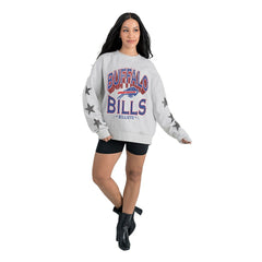 Buffalo Bills Gameday Couture Women's Resilience Relaxed Rhinestone Pullover Sweatshirt - Ash - NFL