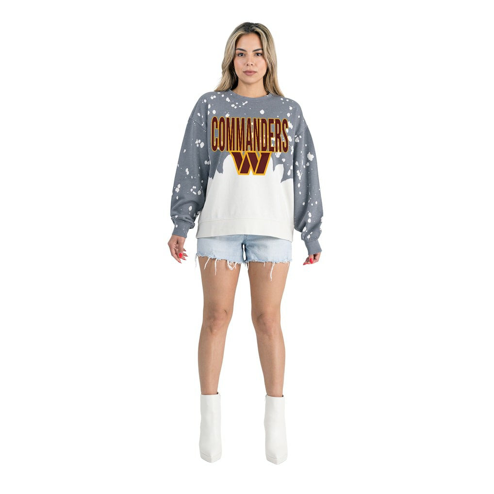 Washington Commanders Gameday Couture Women's Oversized Faded Wash Tri-Blend Pullover Sweatshirt - Gray - NFL