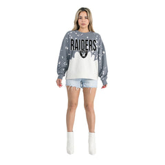 Las Vegas Raiders Gameday Couture Women's Oversized Faded Wash Tri-Blend Pullover Sweatshirt - Gray - NFL