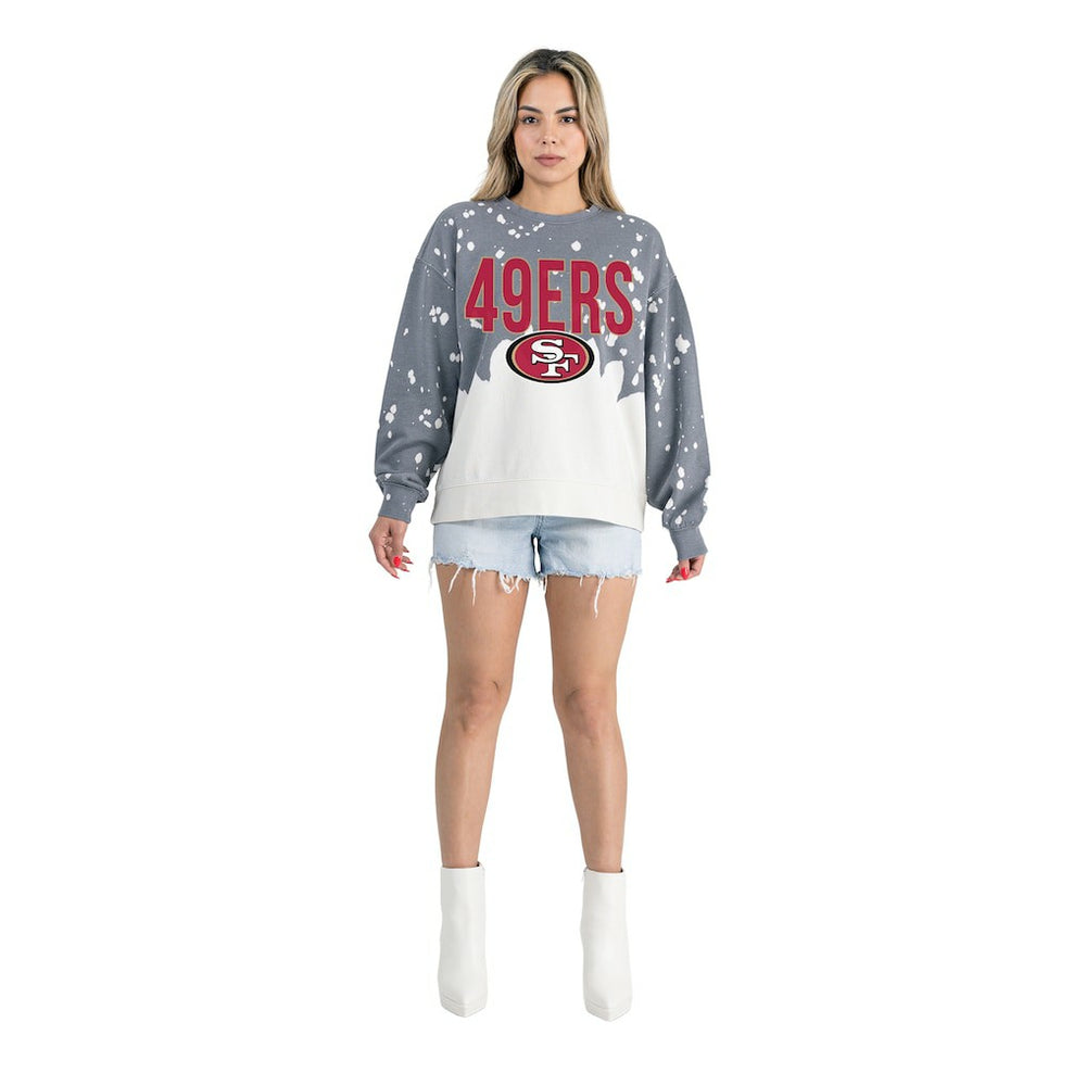 San Francisco 49ers Gameday Couture Women's Oversized Faded Wash Tri-Blend Pullover Sweatshirt - Gray - NFL