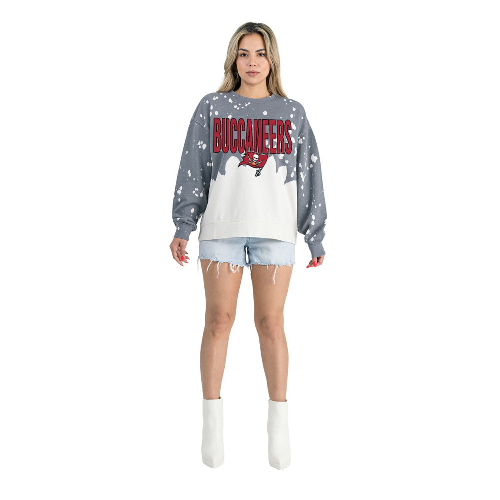 Tampa Bay Buccaneers Gameday Couture Women's Oversized Faded Wash Tri-Blend Pullover Sweatshirt - Gray - NFL