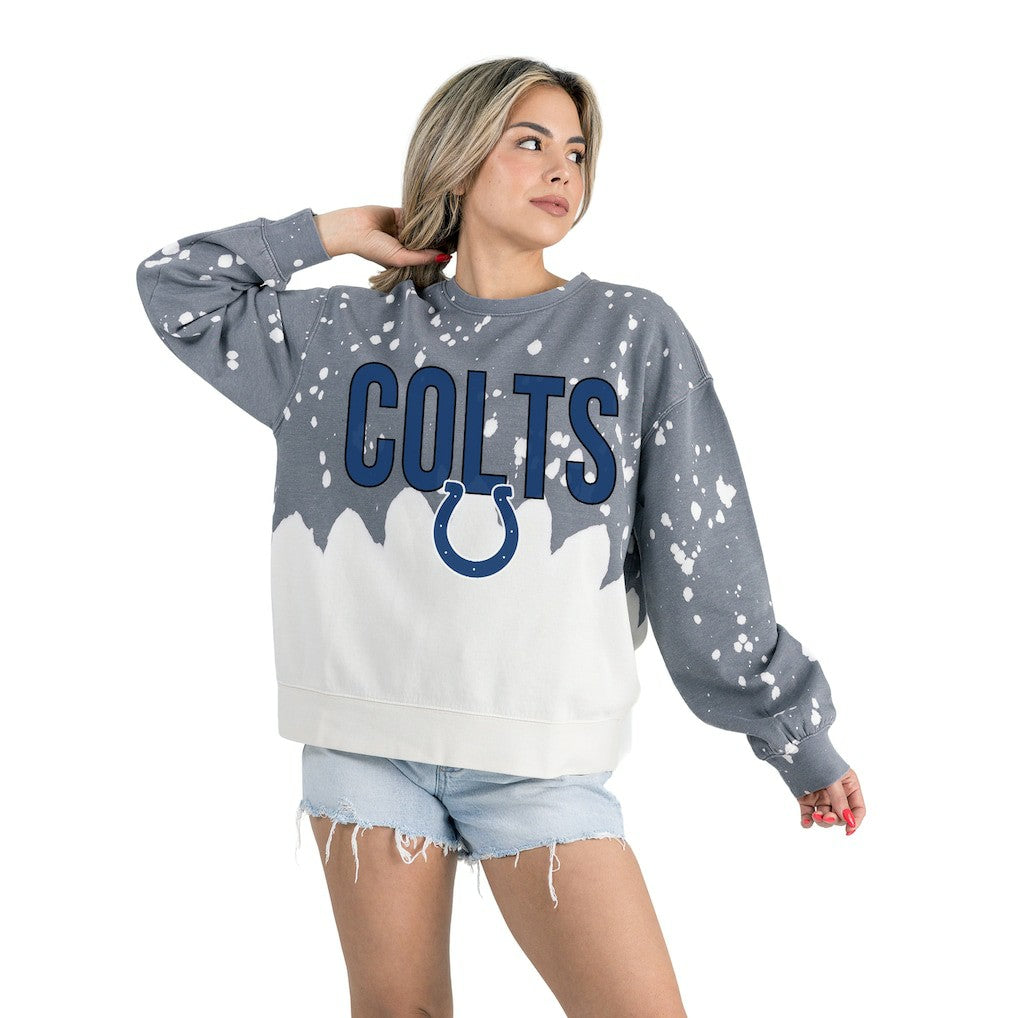 Indianapolis Colts Gameday Couture Women's Oversized Faded Wash Tri-Blend Pullover Sweatshirt - Gray - NFL