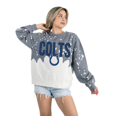 Indianapolis Colts Gameday Couture Women's Oversized Faded Wash Tri-Blend Pullover Sweatshirt - Gray - NFL