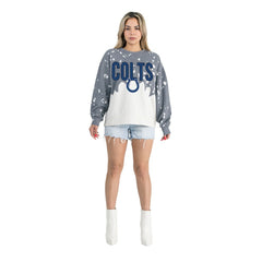 Indianapolis Colts Gameday Couture Women's Oversized Faded Wash Tri-Blend Pullover Sweatshirt - Gray - NFL