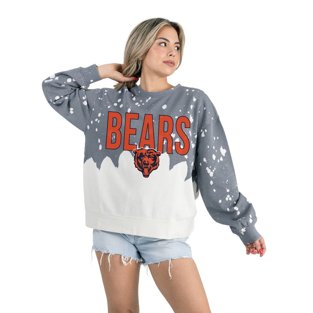 Chicago Bears Gameday Couture Women's Oversized Faded Wash Tri-Blend Pullover Sweatshirt - Gray - NFL