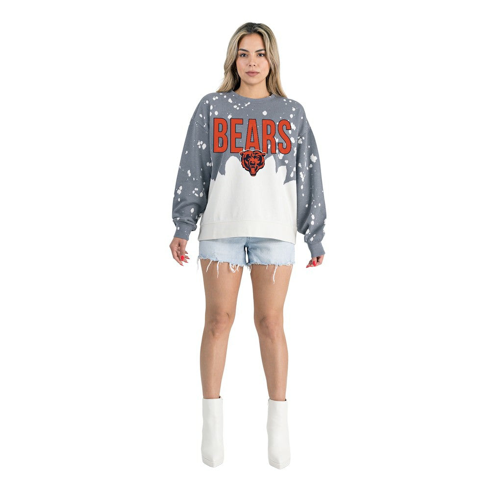 Chicago Bears Gameday Couture Women's Oversized Faded Wash Tri-Blend Pullover Sweatshirt - Gray - NFL