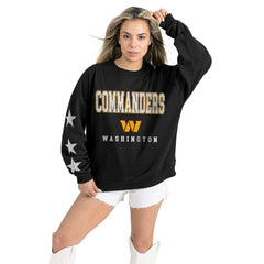 Washington Commanders Gameday Couture Women's Velocity Relaxed Rhinestone Pullover Sweatshirt - Black - NFL