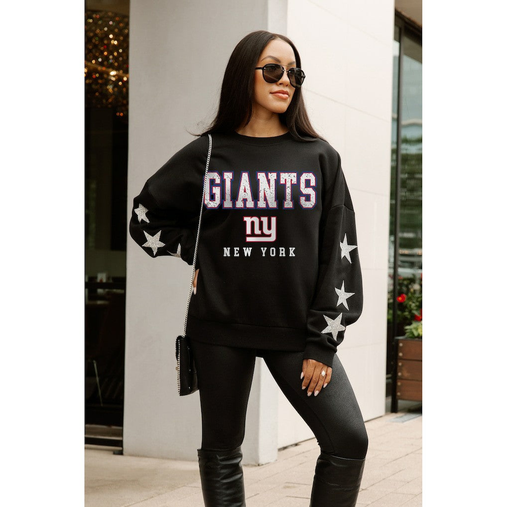 New York Giants Gameday Couture Women's Velocity Relaxed Rhinestone Pullover Sweatshirt - Black - NFL