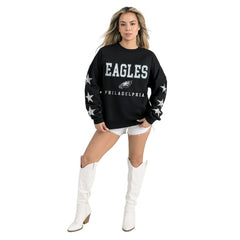 Philadelphia Eagles Gameday Couture Women's Velocity Relaxed Rhinestone Pullover Sweatshirt - Black - NFL