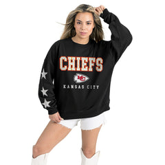Kansas City Chiefs Gameday Couture Women's Velocity Relaxed Rhinestone Pullover Sweatshirt - Black - NFL
