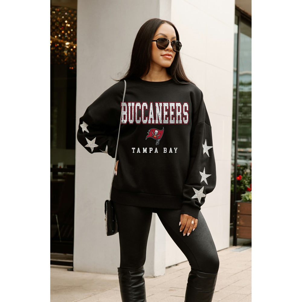 Tampa Bay Buccaneers Gameday Couture Women's Velocity Relaxed Rhinestone Pullover Sweatshirt - Black - NFL