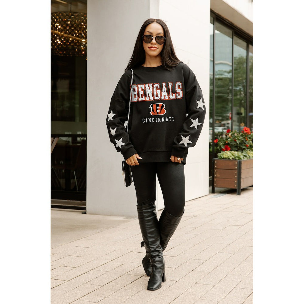 Cincinnati Bengals Gameday Couture Women's Velocity Relaxed Rhinestone Pullover Sweatshirt - Black - NFL