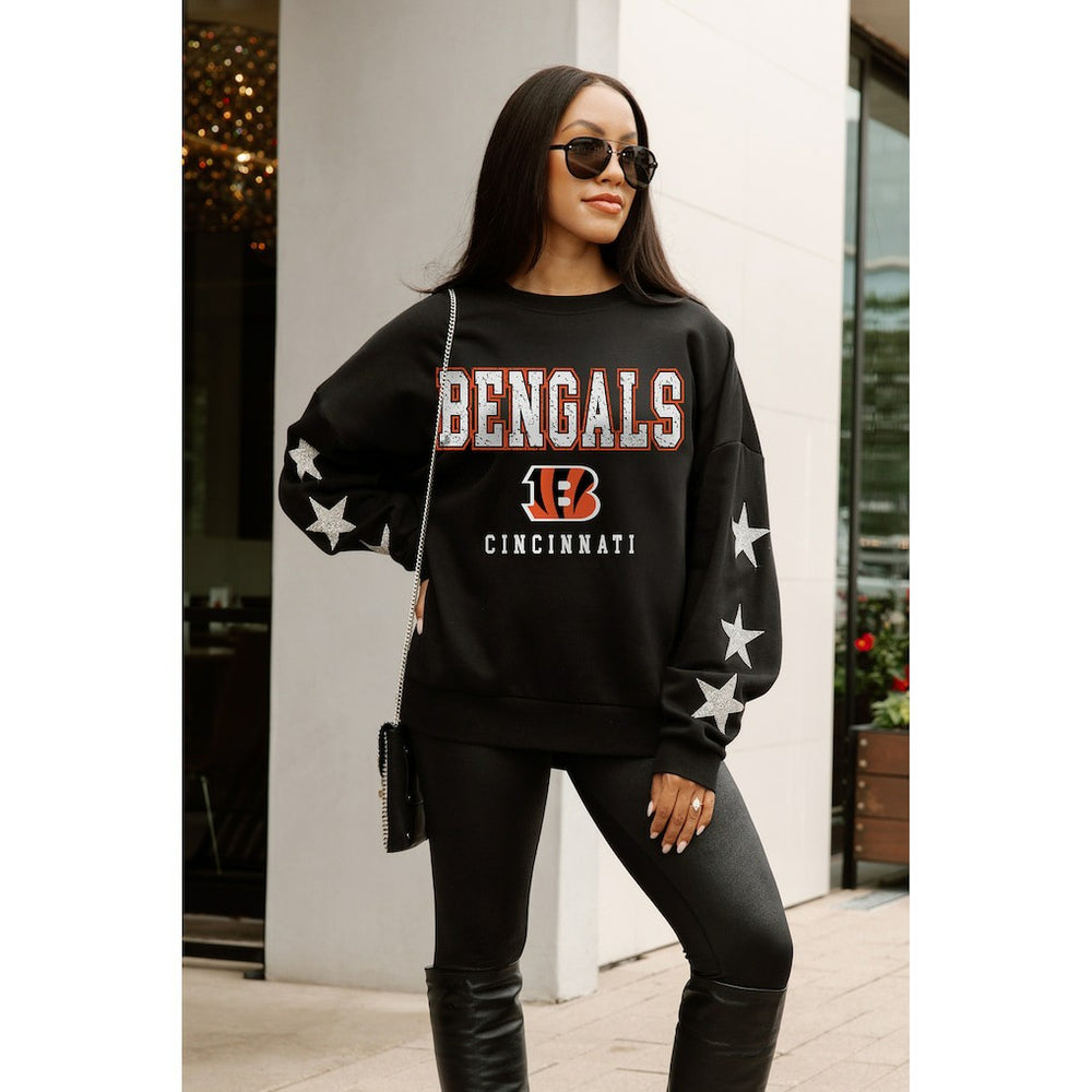 Cincinnati Bengals Gameday Couture Women's Velocity Relaxed Rhinestone Pullover Sweatshirt - Black - NFL