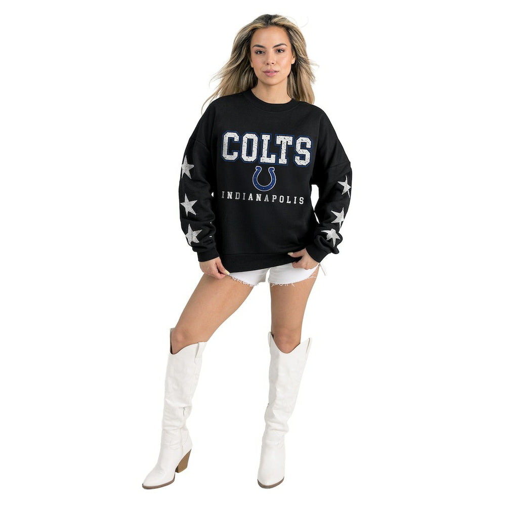 Indianapolis Colts Gameday Couture Women's Velocity Relaxed Rhinestone Pullover Sweatshirt - Black - NFL