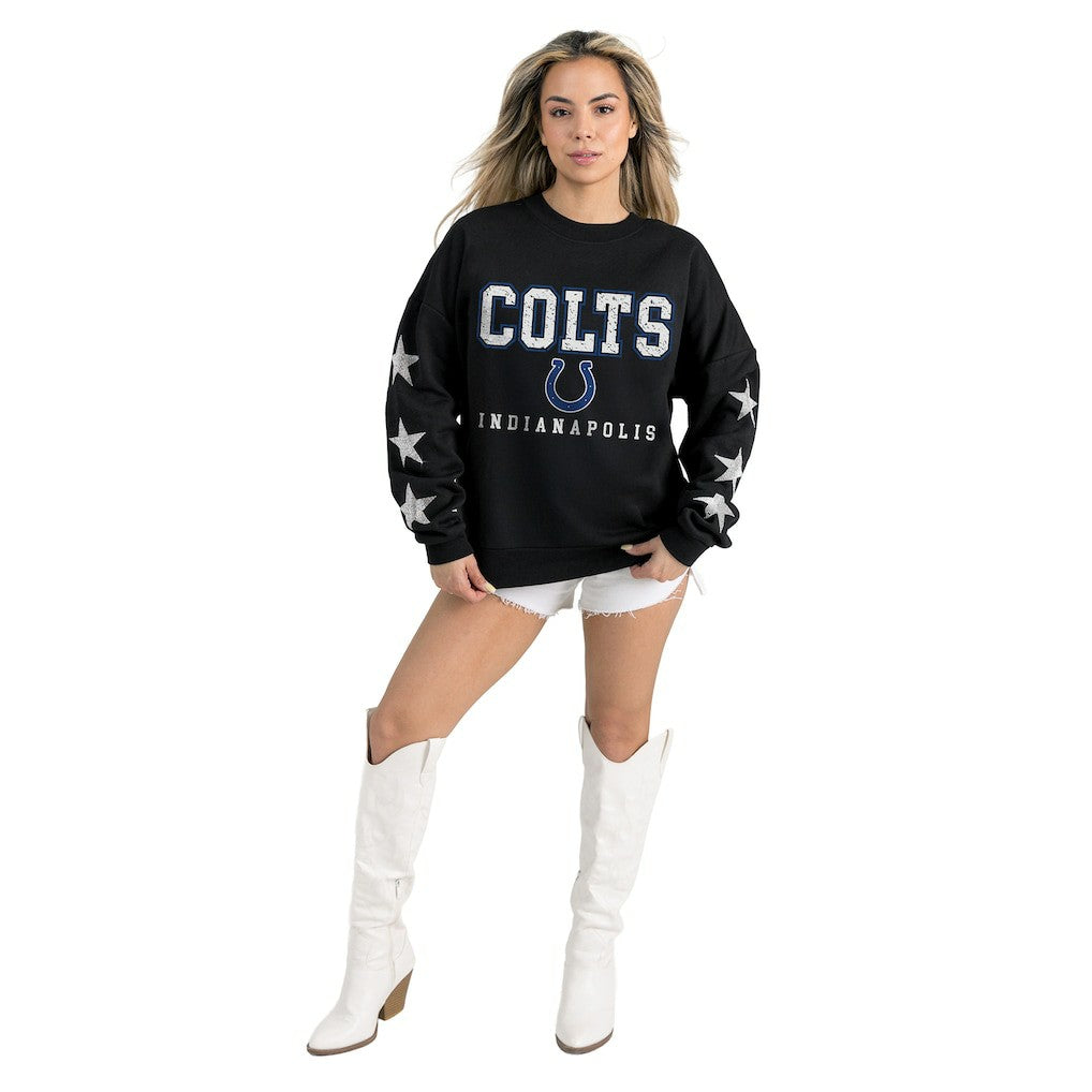 Indianapolis Colts Gameday Couture Women's Velocity Relaxed Rhinestone Pullover Sweatshirt - Black - NFL